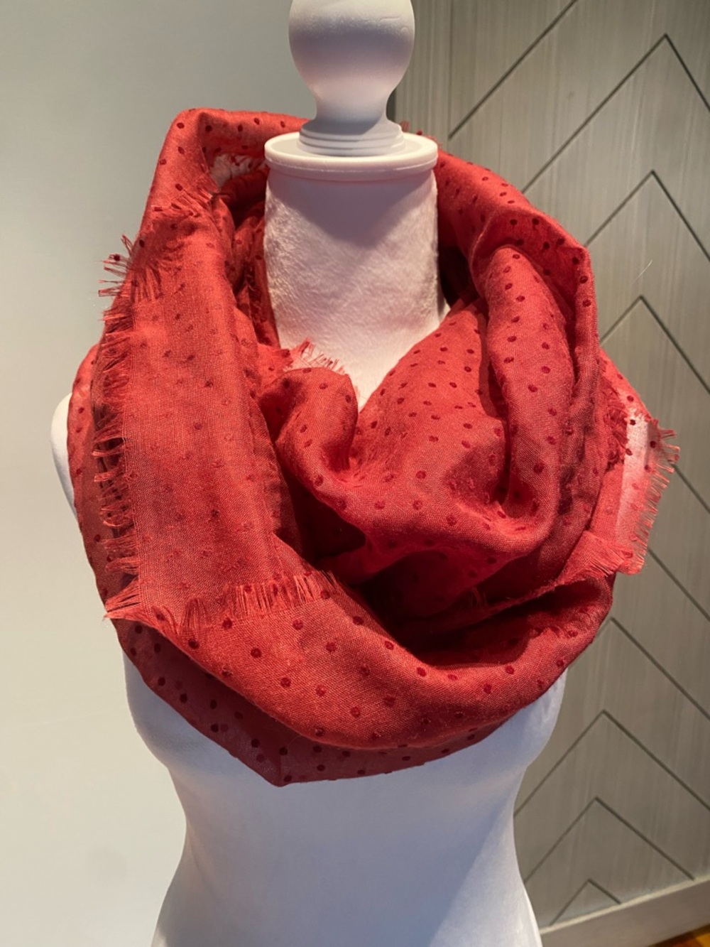 Reitmans Pink Polka Dot Infinity Scarf